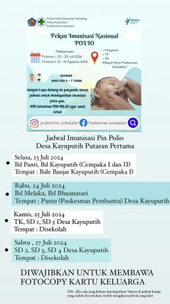 JADWAL PEKAN IMUNISASI NASIONAL POLIO DESA KAYUPUTIH